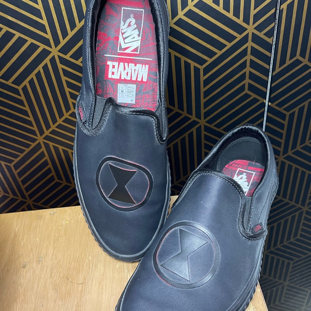 Vans X Marvel Black Widow Slip Ons -Men's 9.5 WM 11